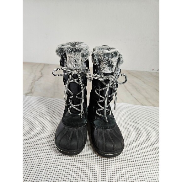 THERMOLITE Women's Thermolite Snow Gray Black Suede Solid Boots Size 1 - Picture 5 of 10